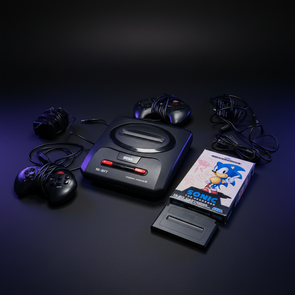 Sega Mega Drive 2 Bundle - Dark Gaming Aesthetic